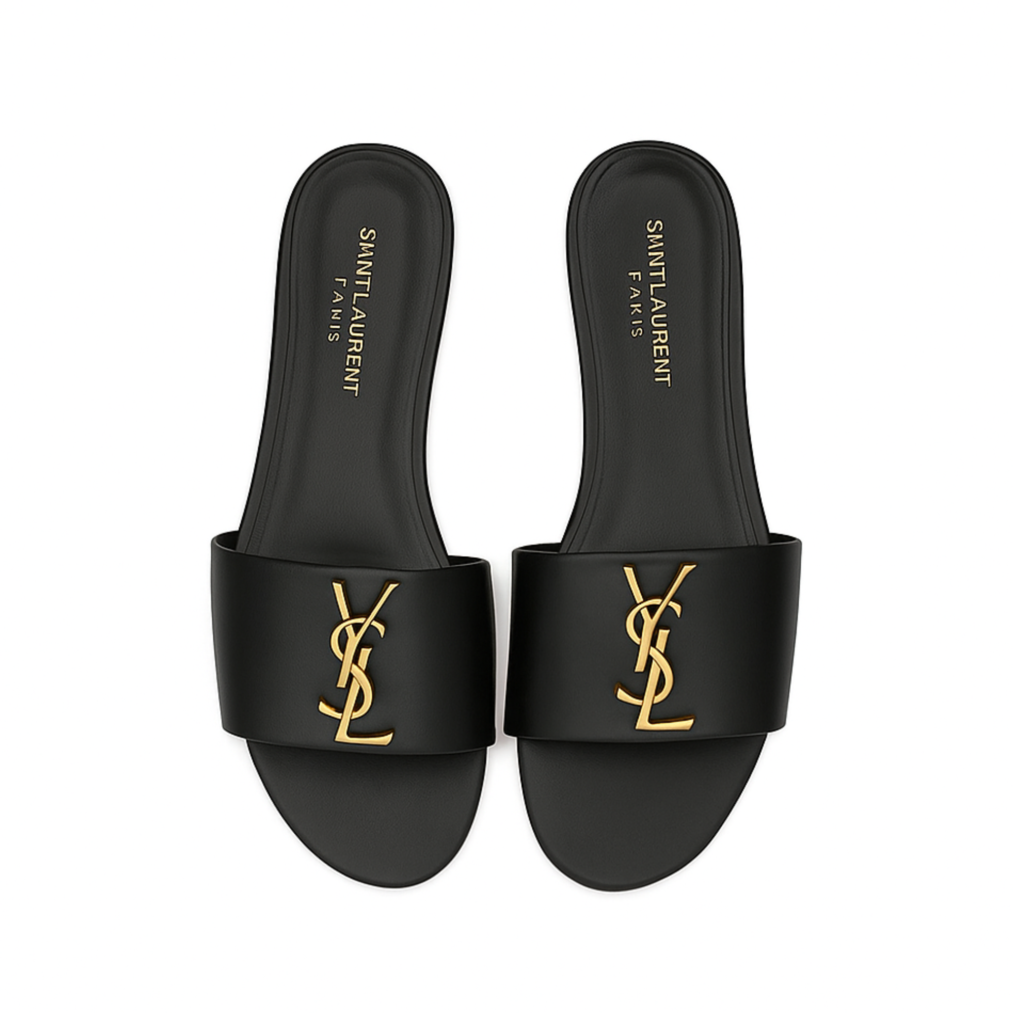 Saint Laurent Logo Slippers Black