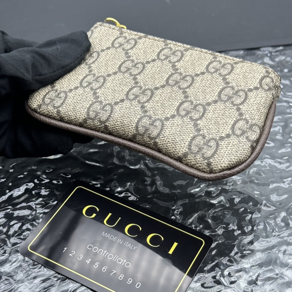 Gucci Gg Supreme Canvas Wallet Ophidia Key Case Beige And Ebony 12.5cm