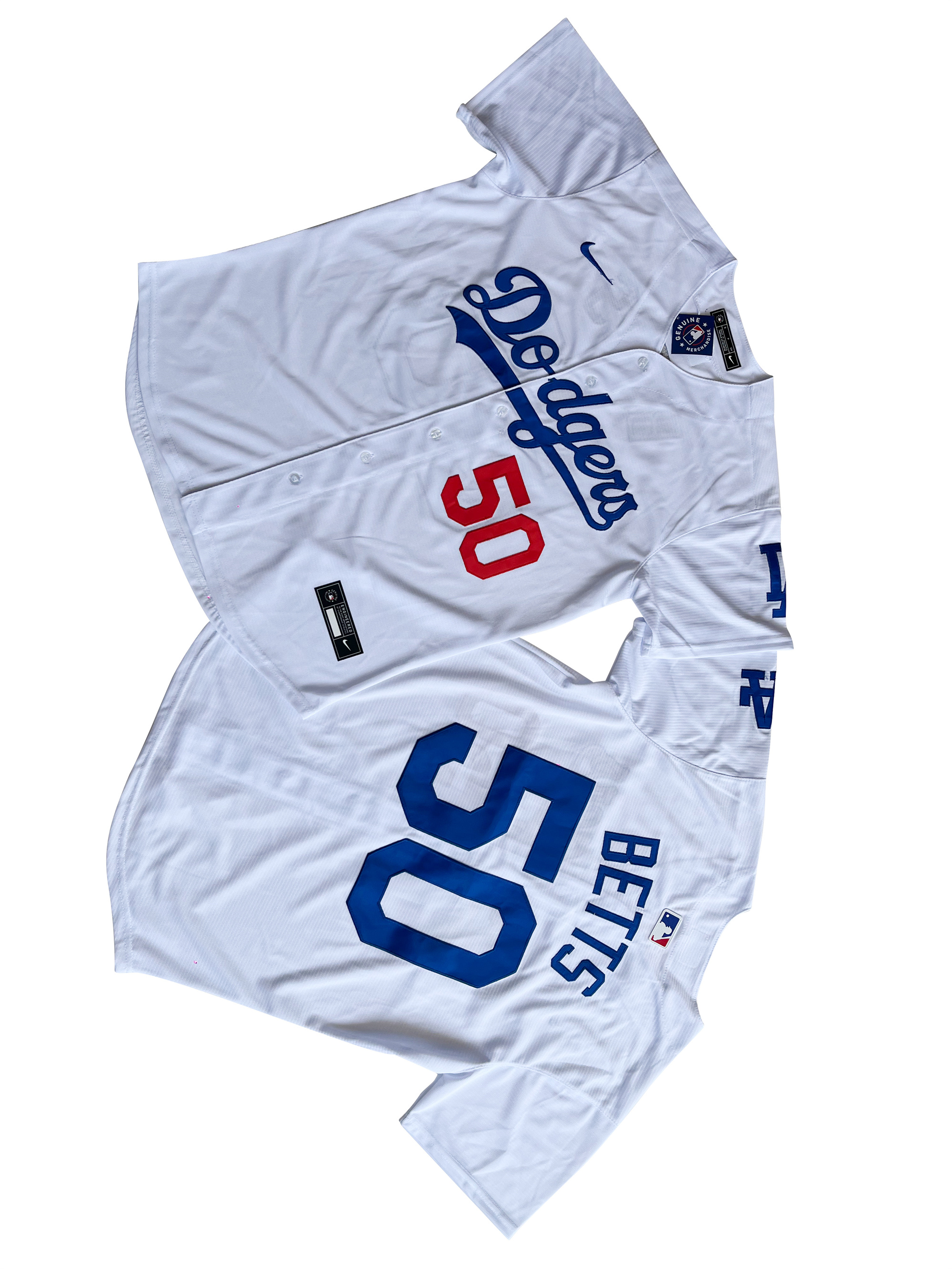 Men's Los Angeles Dodgers Mookie Betts #50White Home Limited Player Jersey