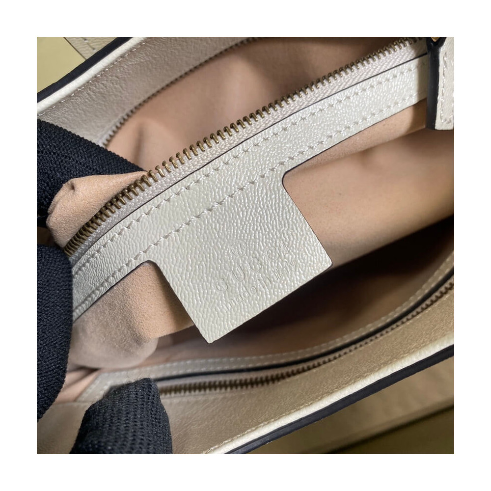 Gucci Small Top Handle Bag with Double G in White Leather