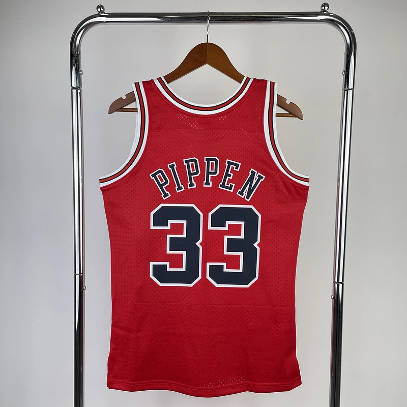 1997-98 NBA Chicago Bulls 33 PIPPEN Red Basketball Jersey