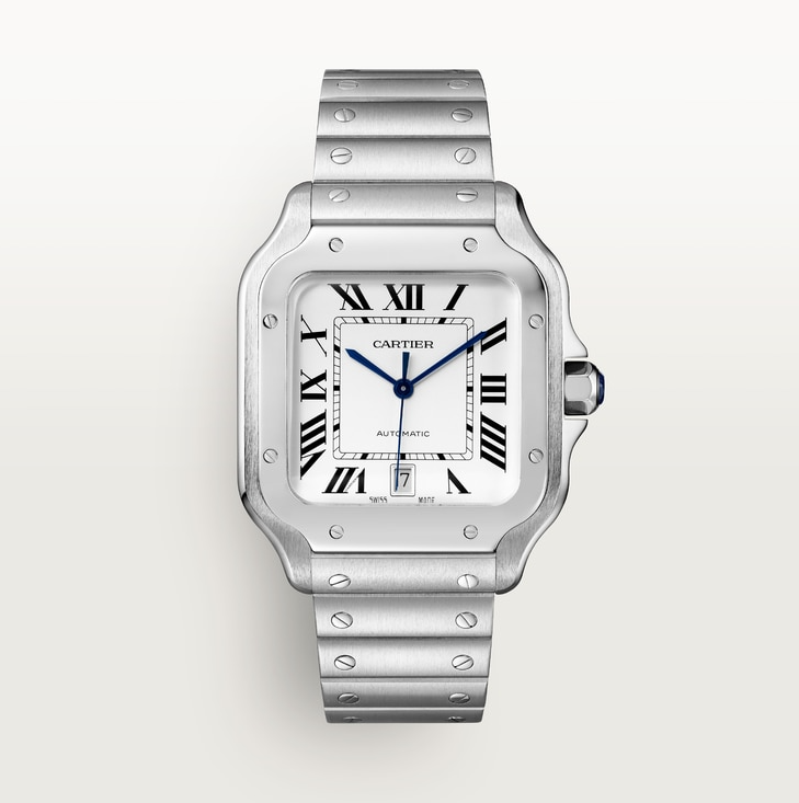 Santos de Cartier watch Large model Silvered opaline dial 39.8 mm