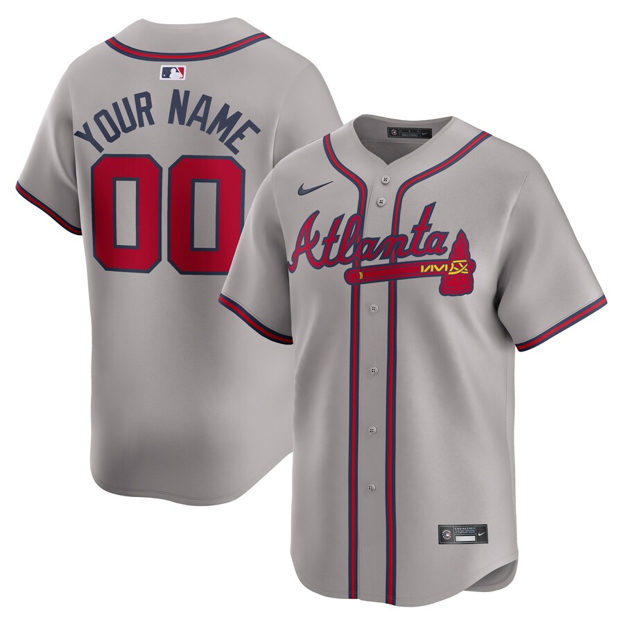 Atlanta Braves Away Limited Custom Jersey Gray