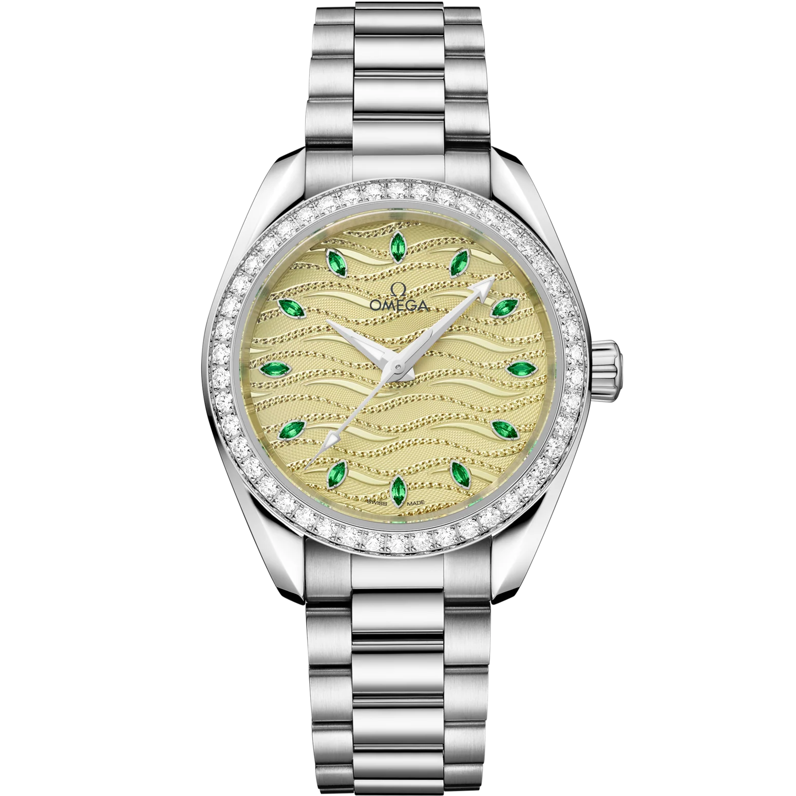 Omega Seamaster Aqua Terra 150M 34 mm Green Dial with Diamonds Canopus Gold™ Bracelet 220.55.34.20.60.002