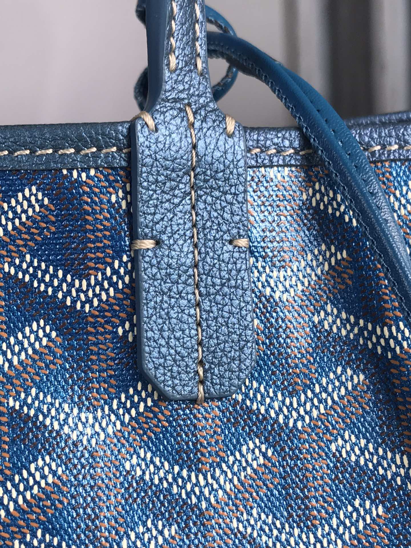 Goyard Saint Louis Pm 34 Cm Navy Blue Goyardine Canvas And Calfskin