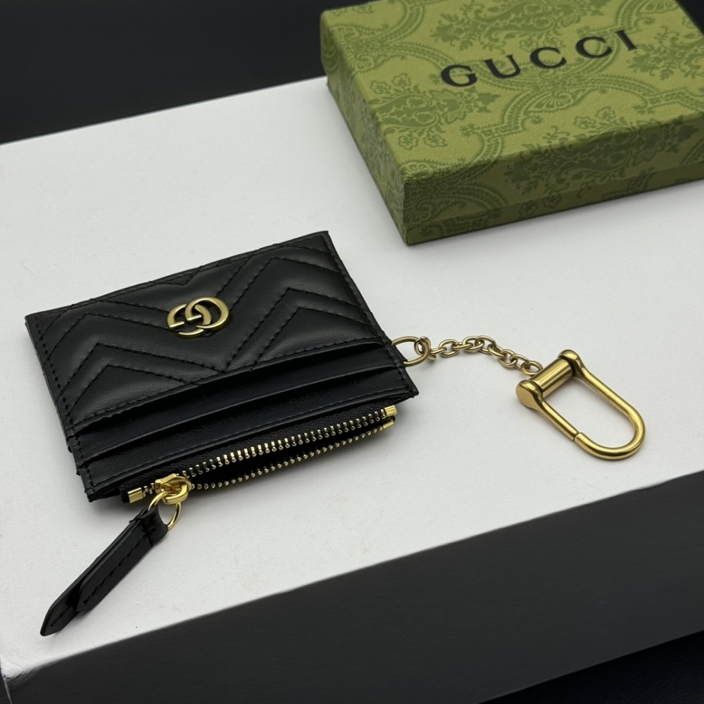 Gucci Gg Marmont Keychain Wallet Black 10cm