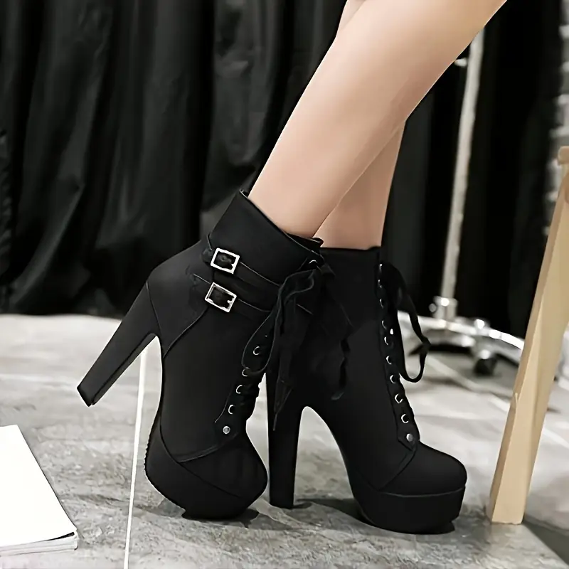 Autumn Round Toe Chunky High Heel Platform Knight Boots