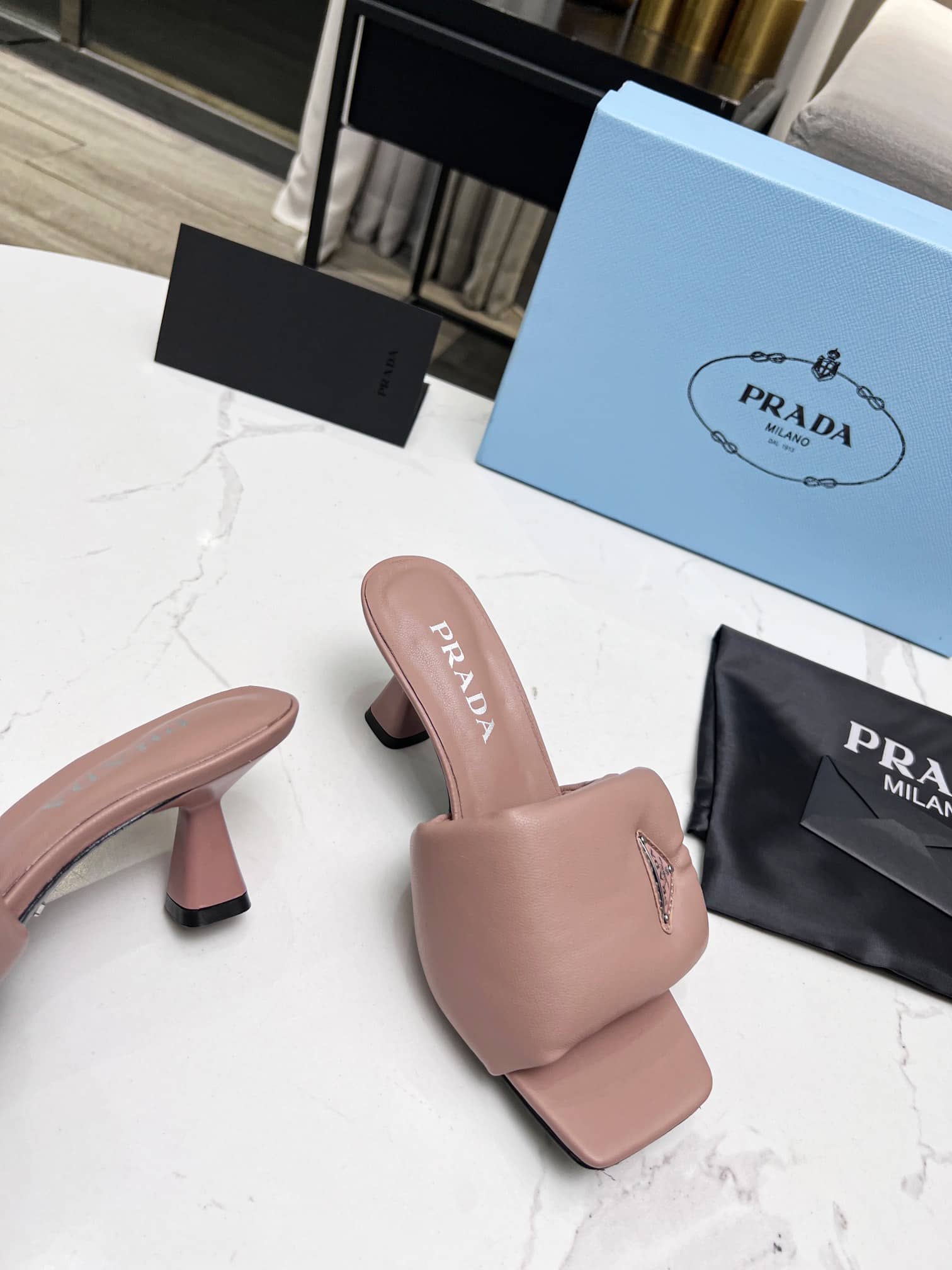 Prada Soft Padded Nappa Sandals Pink