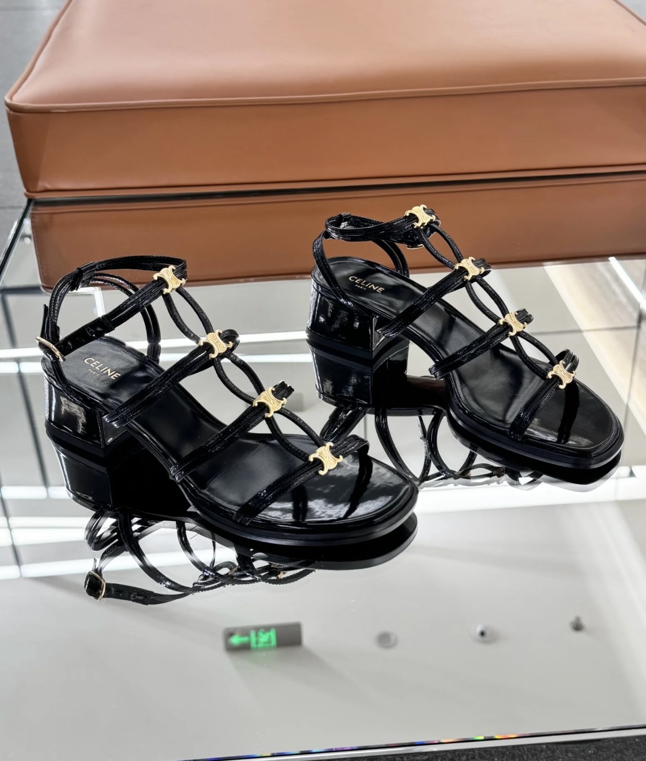CELINE CLEMENCE MULTI TRIOMPHE SANDAL IN GLOSSY CALFSKIN