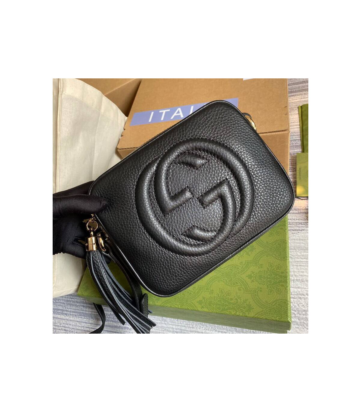 Gucci Soho Small Leather Disco Bag Black