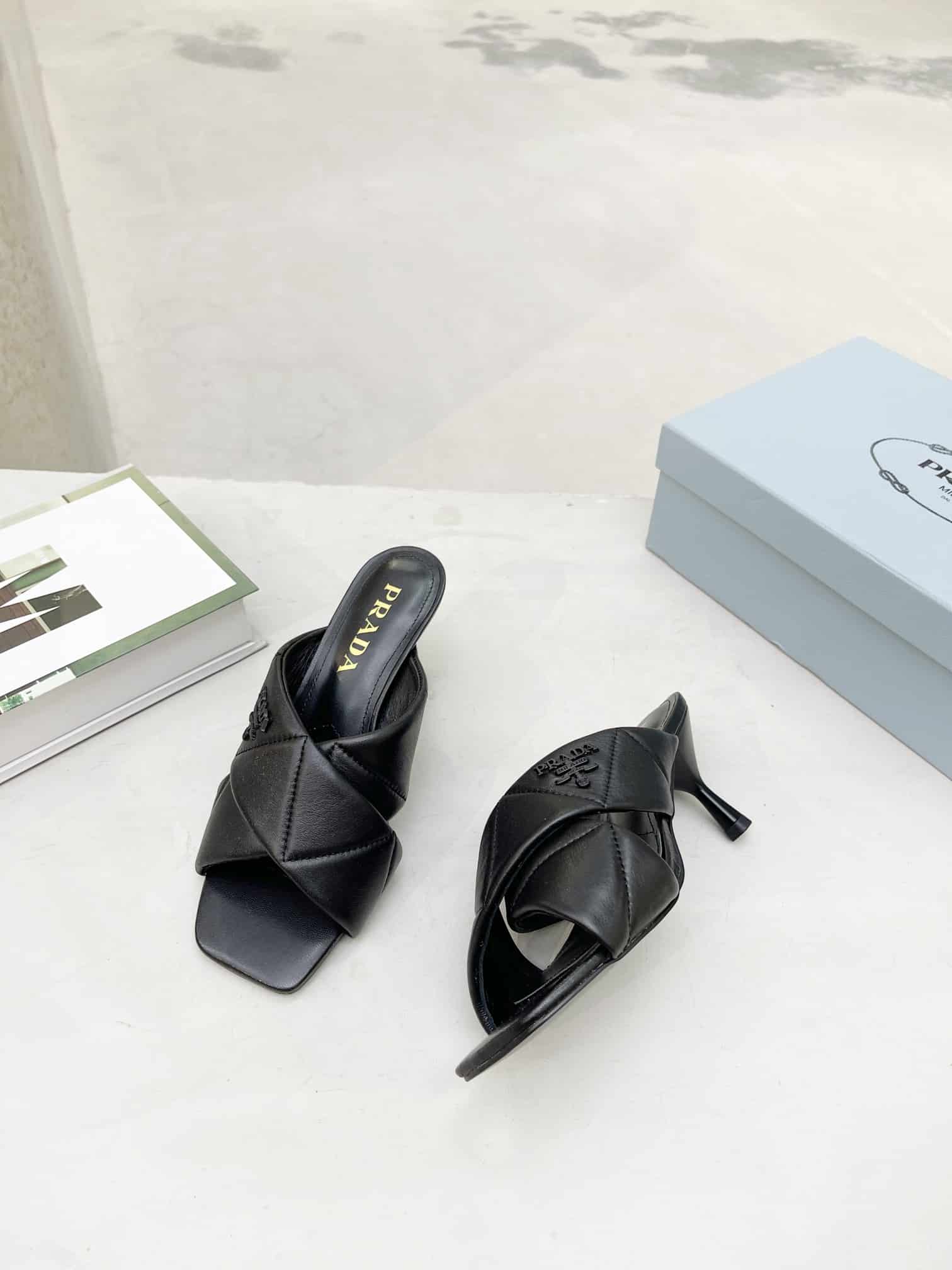 Prada Black Quilted Leather Mule