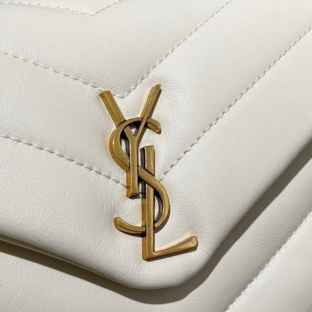 Saint Laurent Loulou Toy Strap Bag In Quilted Y Leather White