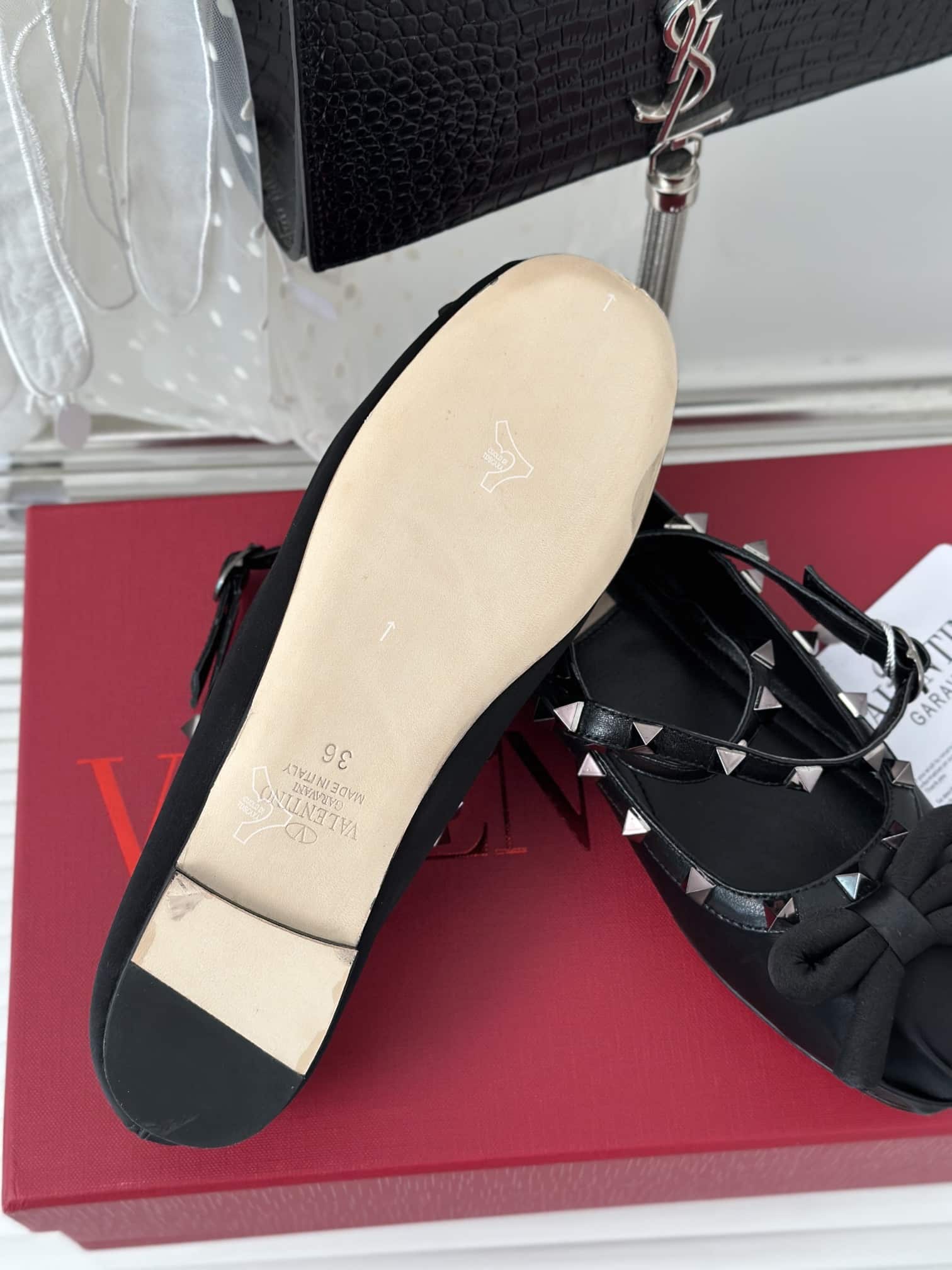 Valentino Garavani Rockstud Satin Ballerinas With Tone On Tone Studs Black 3W2S0Hb6Eql 0No