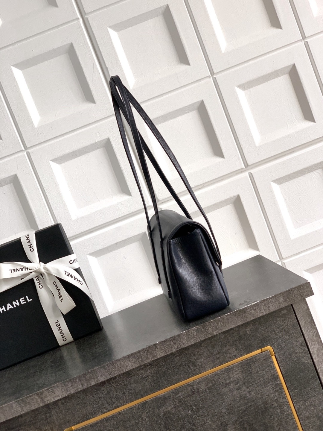 Preppy Coco Small Flap Bag (AS4818) in Black Grained Calfskin with Gold-Tone Hardware, 26P Pre-Fall Collection