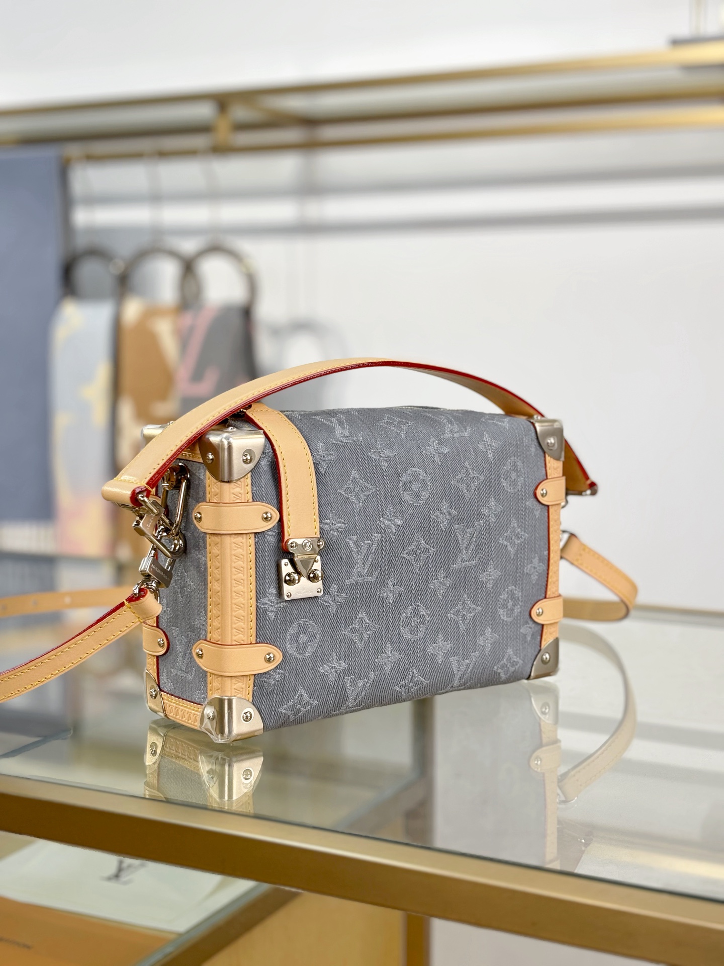 Louis Vuitton Grey Monogram Denim Side Trunk MM M13285 23.5cm/ 9.3in
