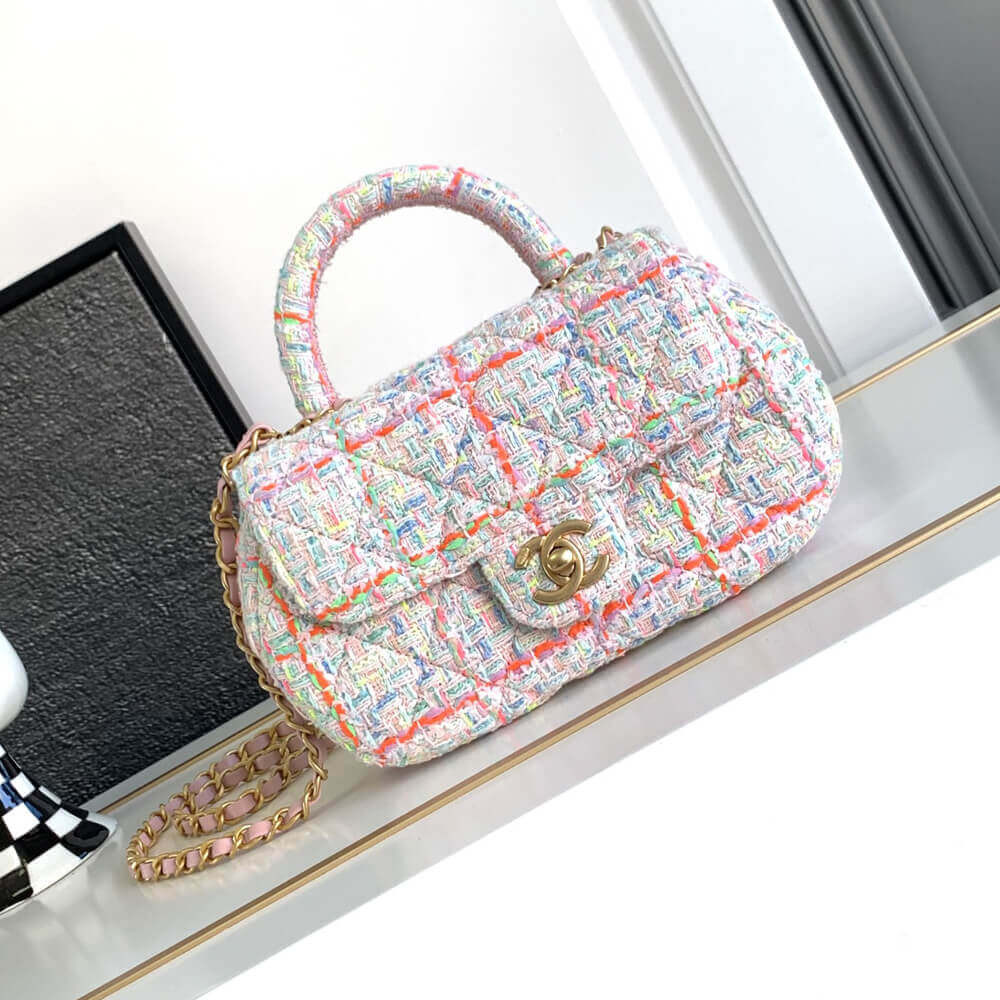 Chanel Multicolor Tweed Bag with Top Handle