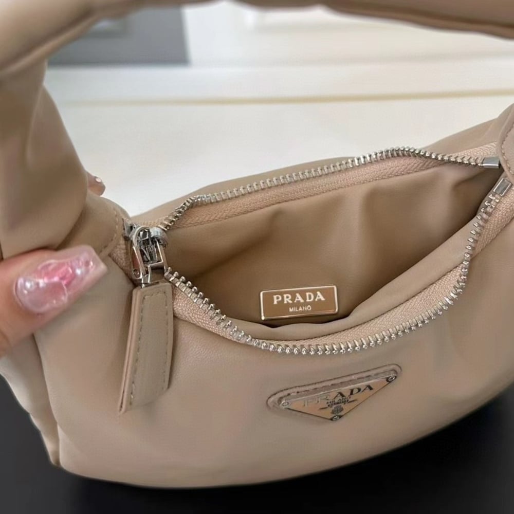 Prada Soft Padded Nappa Leather Bag Beige 21Cm