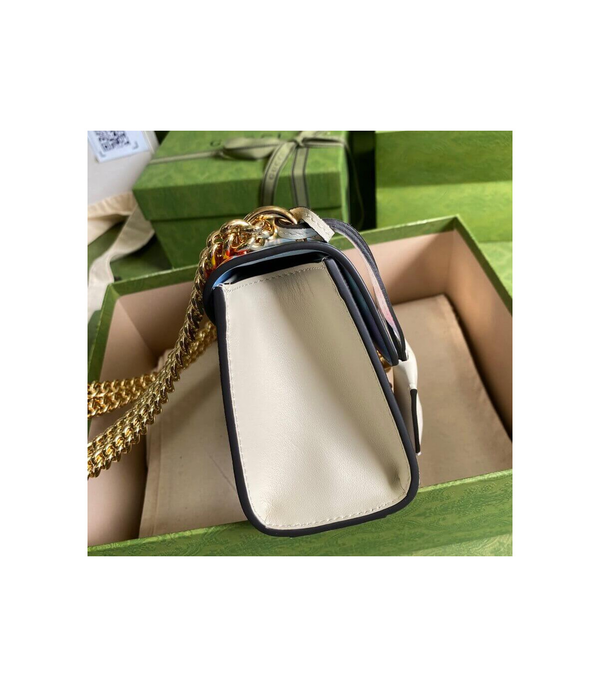 Gucci Padlock Heart Apple Pattern Small Shoulder Bag Blue