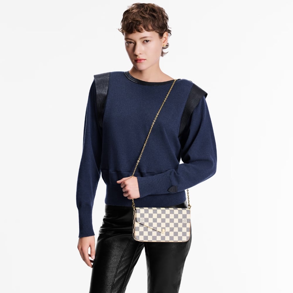 Louis Vuitton Félicie Pochette Damier Azur Canvas Pink 21cm N63106