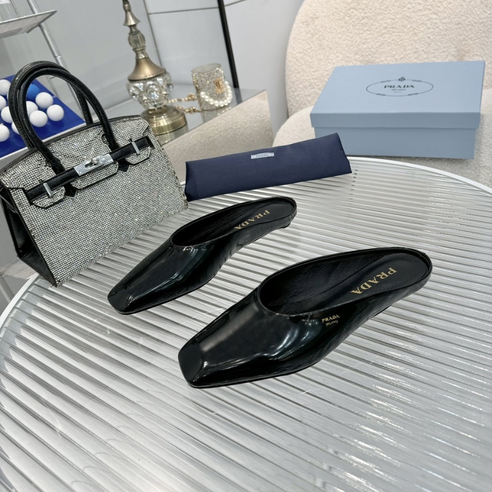 Prada Brushed Leather Mules Black 1S825N 055 F0002 F 015