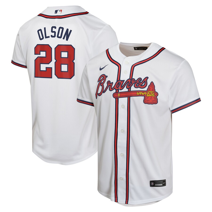 Matt Olson Atlanta Braves Youth Home Game Player Jersey White