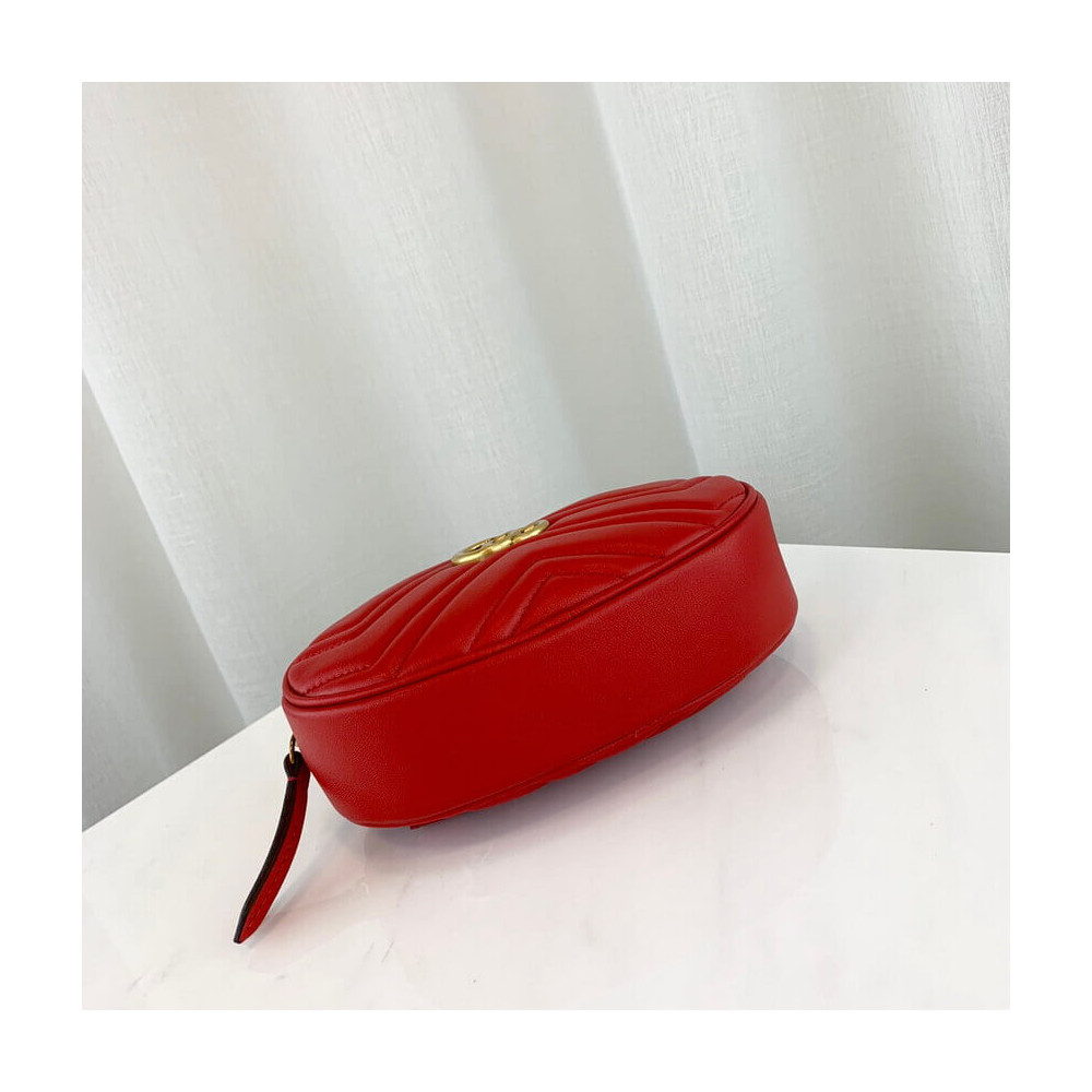 Gucci GG Marmont Matelasse Leather Belt Bag Red