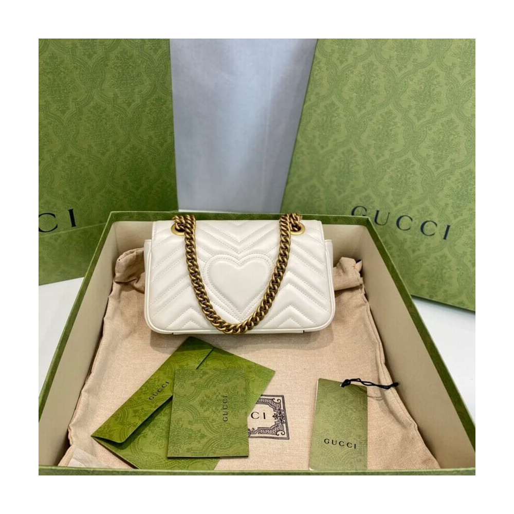Gucci GG Marmont Matelasse Chevron Leather Mini Bag White