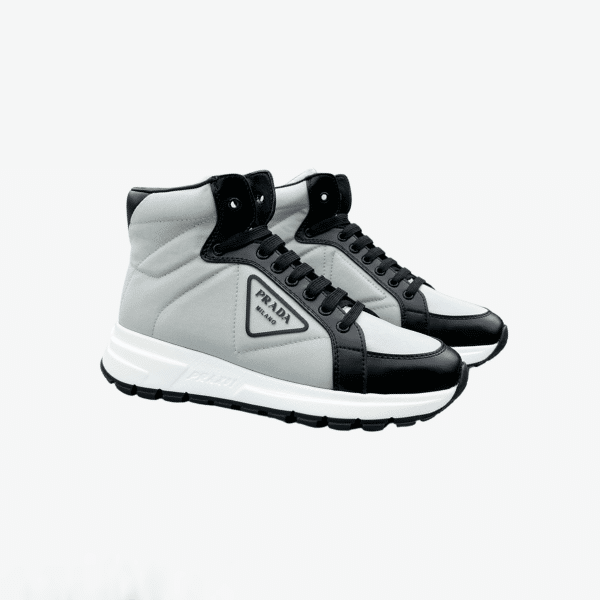 Prada Prax 01 Re Nylon And Brushed Leather Sneakers Grey
