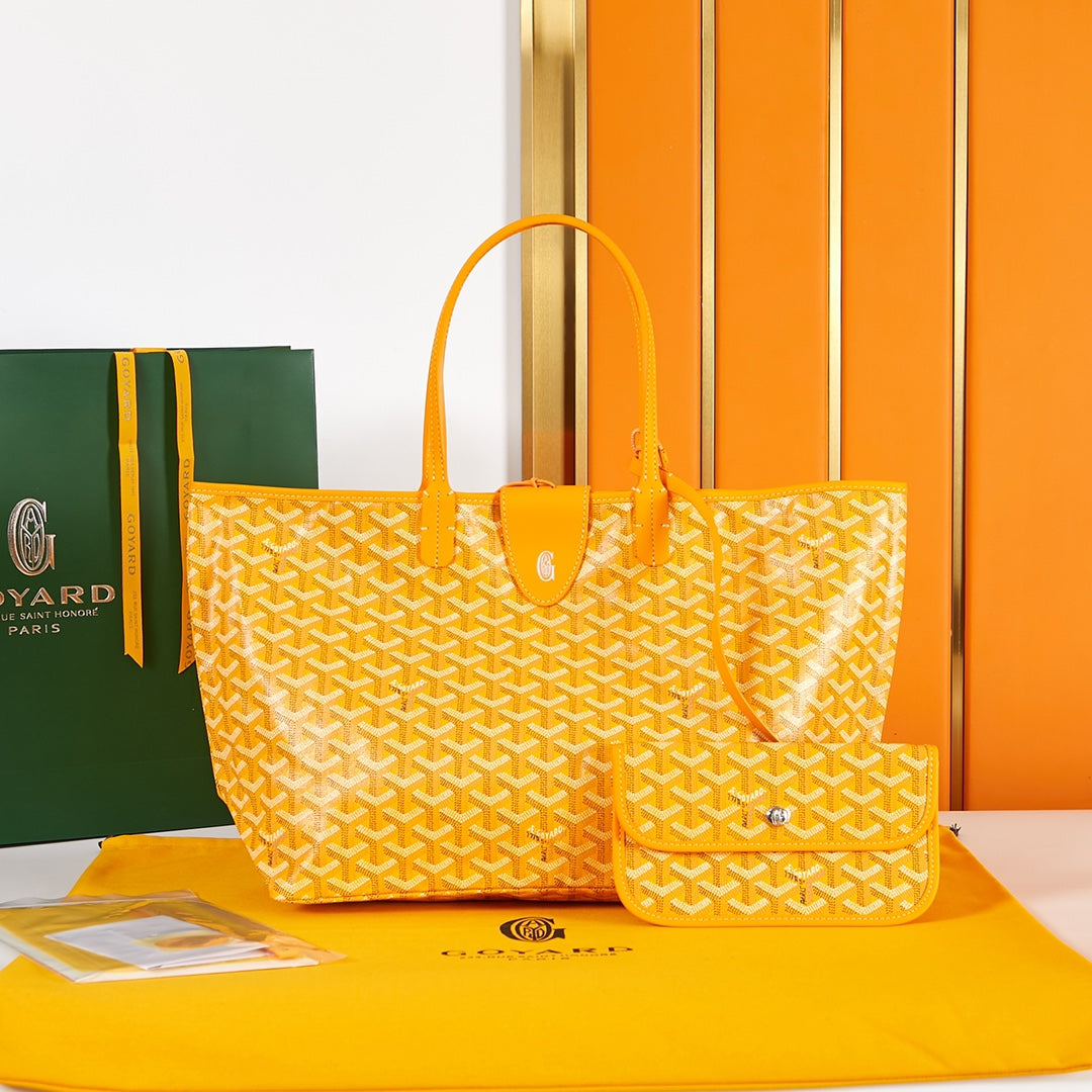 Goyard Saint Louis Pm 34Cm Yellow Canvas Chevroches Calfskin
