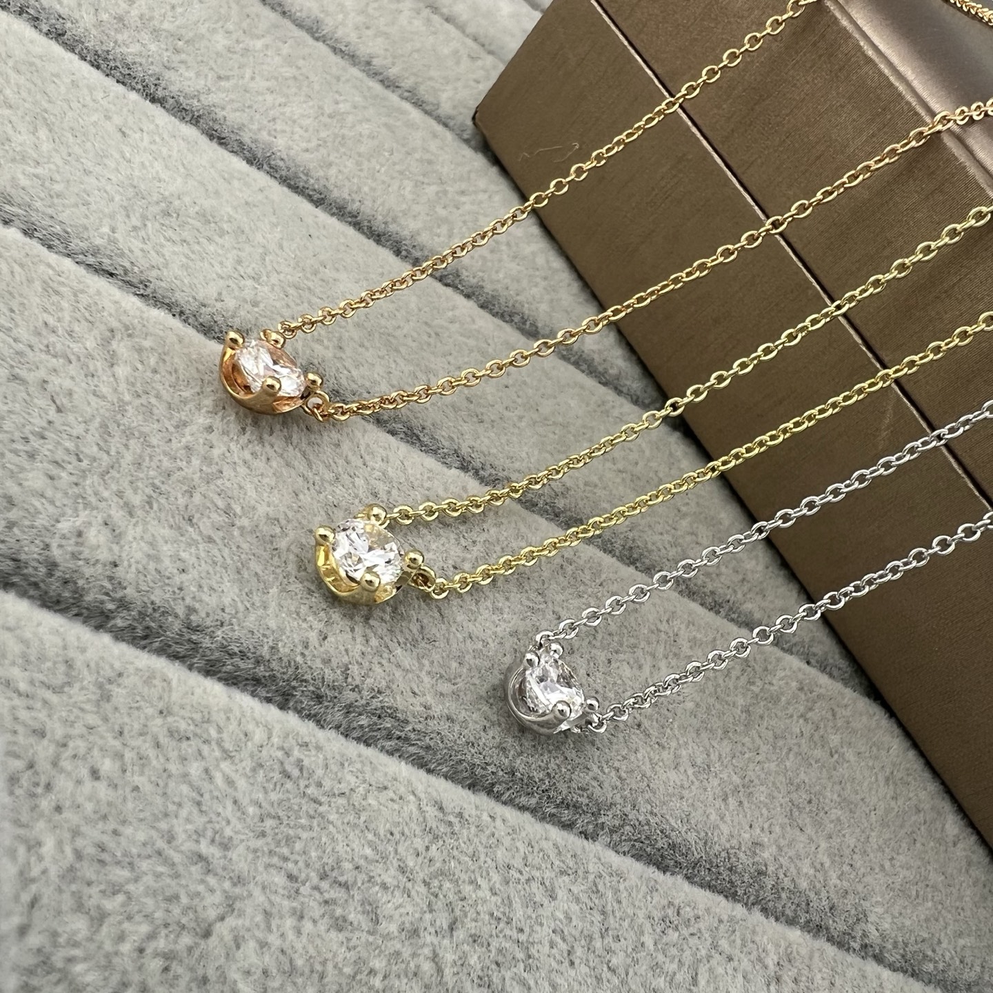 Small Four Prong Diamond Pendant Necklace