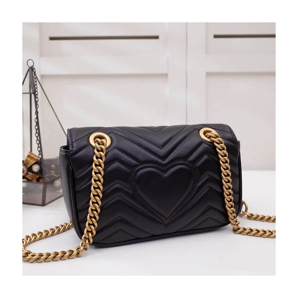 Gucci GG Marmont Matelasse Chevron Leather Mini Bag Black