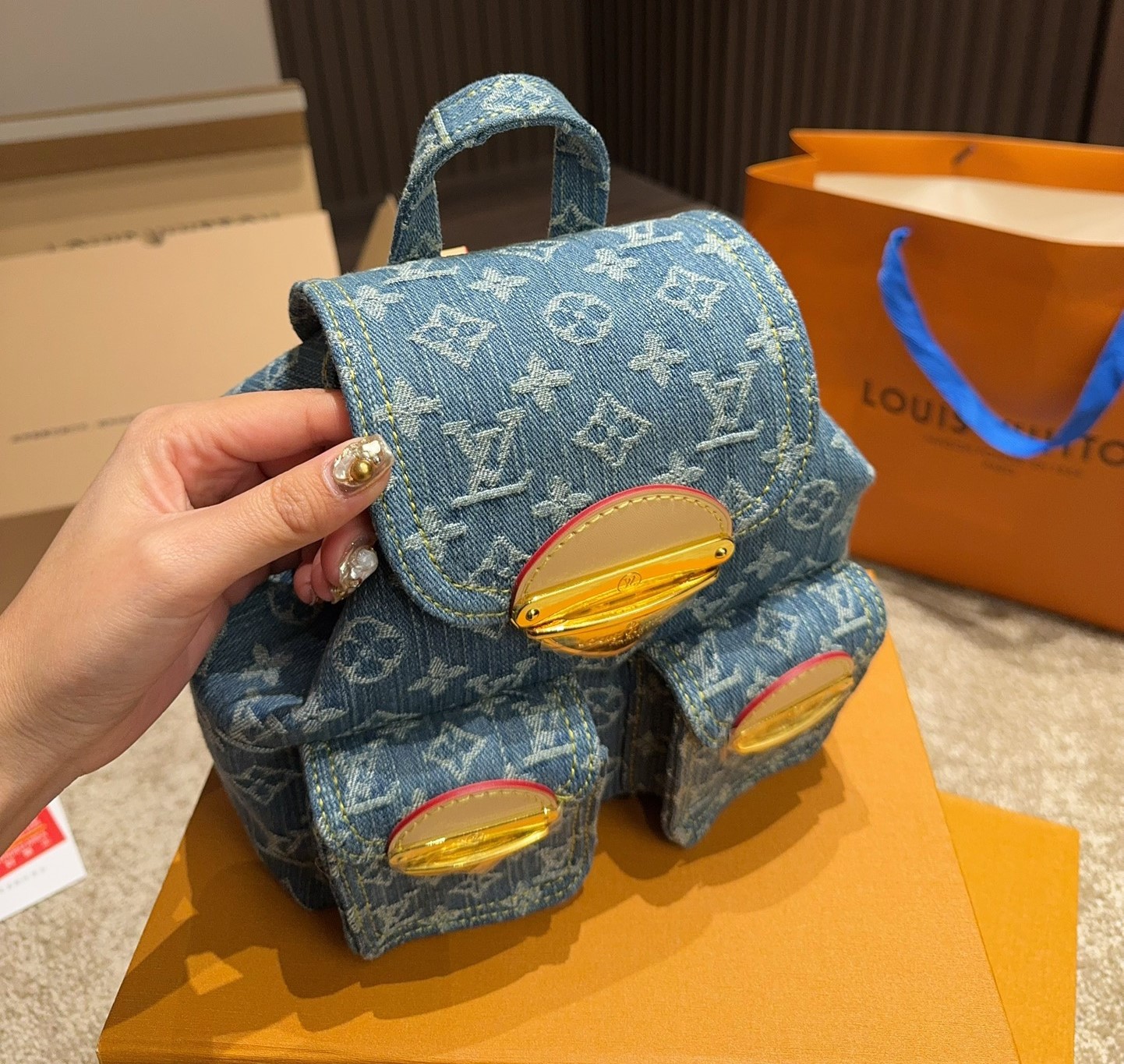 Louis Vuitton Backpack Venice Denim Blue 20Cm M46836