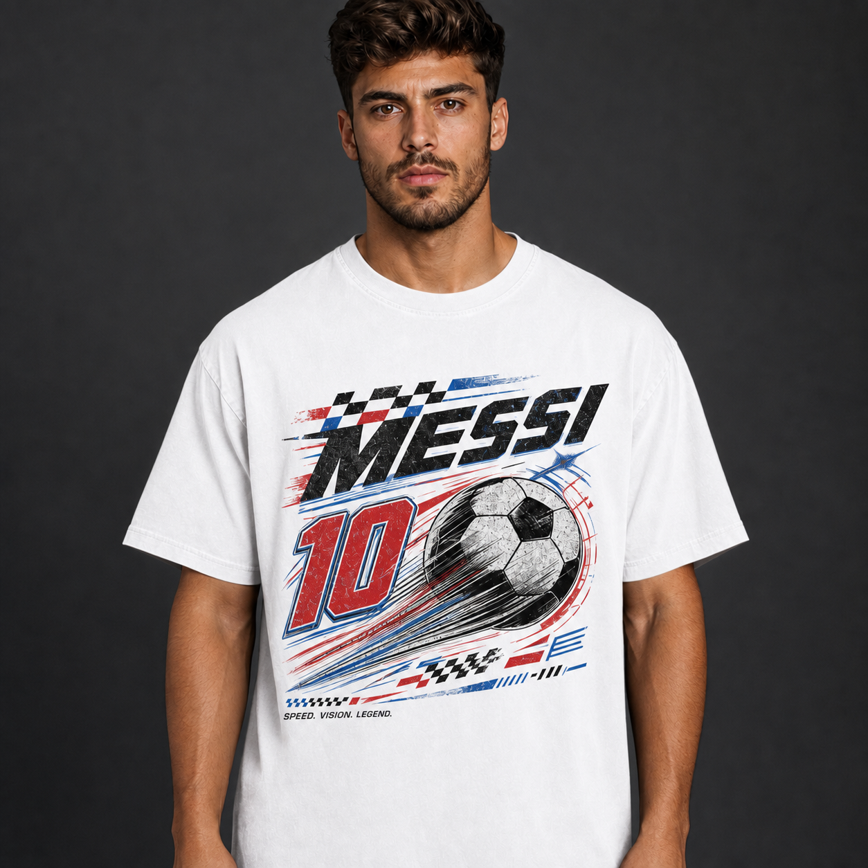 Messi World Cup Printed T-Shirt Unisex Loose Fit T-Shirt 100% Cotton Soft Comfortable Summer Casual Printed Top