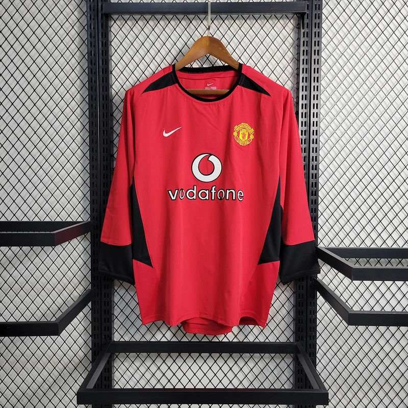 Retro 2002-04 Manchester United long sleeve home BECKHAM v.NISTELROOY GIGGS KEANE Football jersey retro