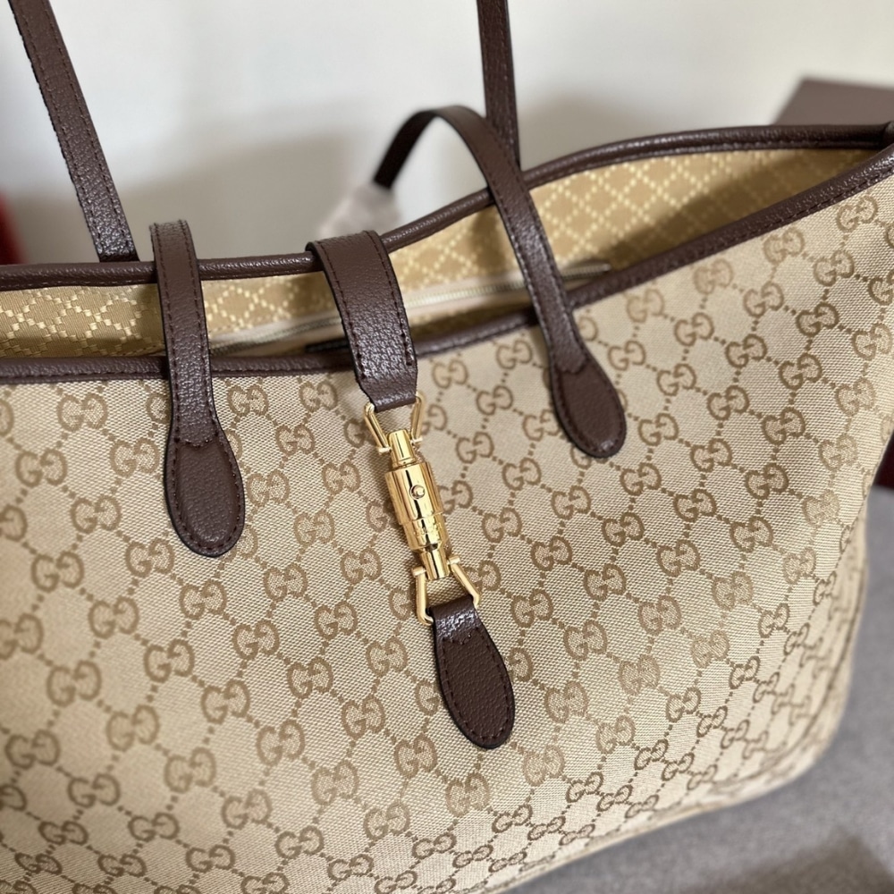 Gucci Jackie Large Tote Bag Sand And Dark Brown 45Cm 867014 FAFV2 9651