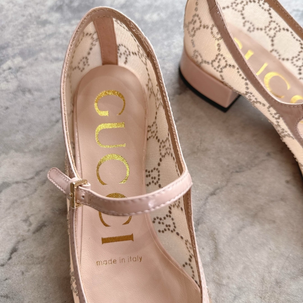 Gucci Women Gg Crystal Ballet Flat Light Pink Mesh 836809 Faeq0 9941