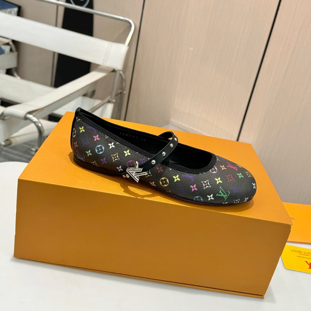 Louis Vuitton X Takashi Murakami Romy Flat Ballerina Black 1agvc3