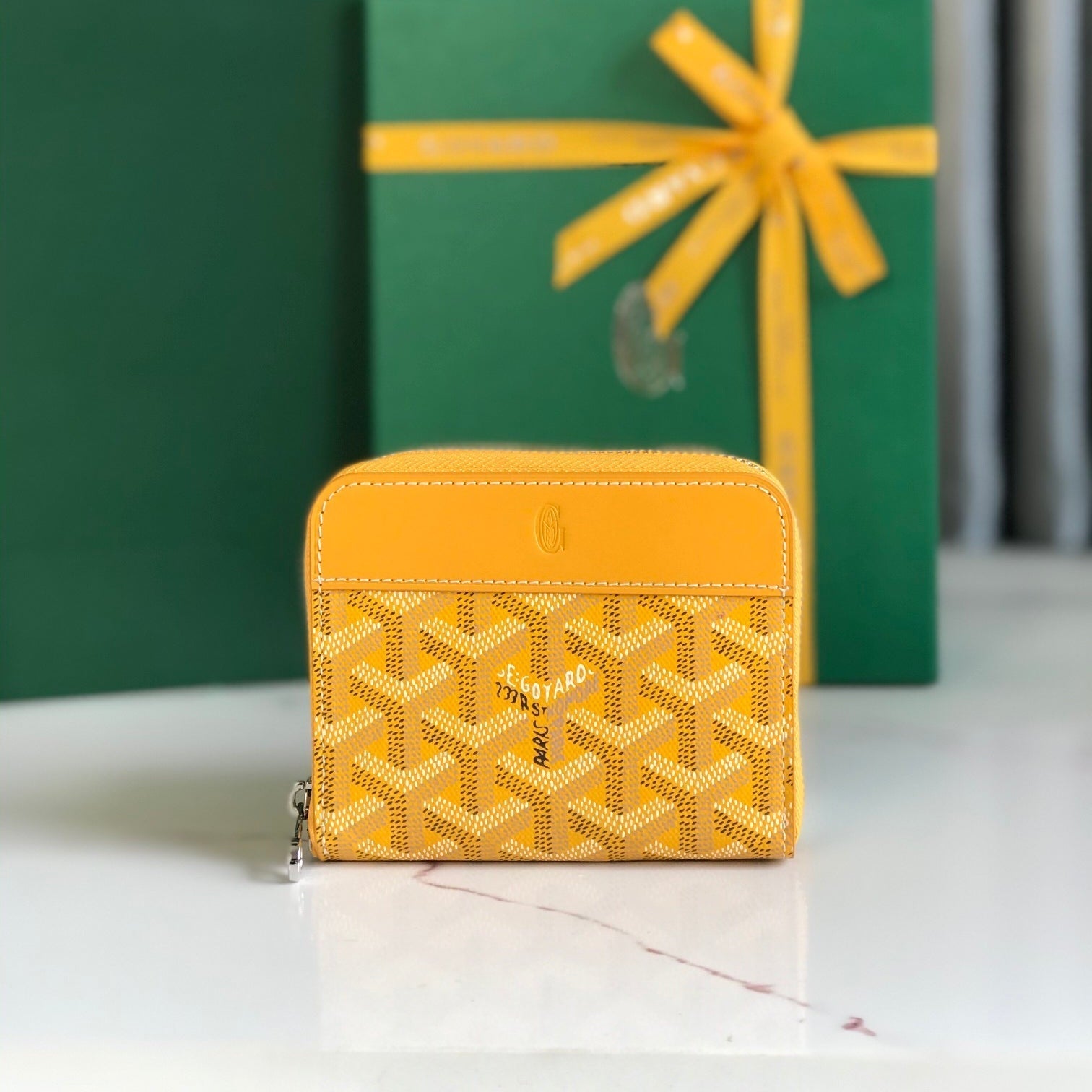 Goyard Matignon Mini Wallet 11cm Yellow Goyardine Canvas And Calfskin