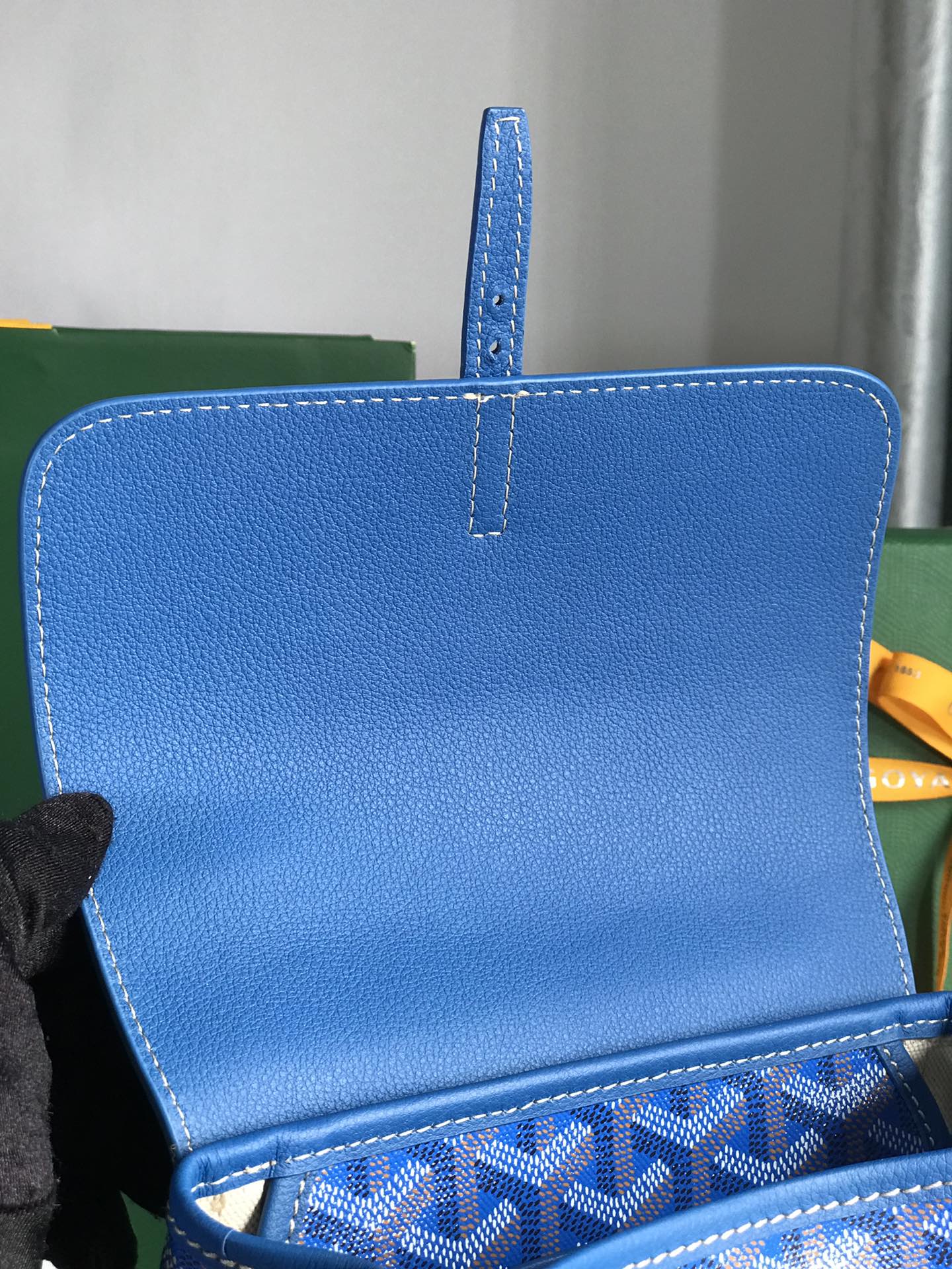 Goyard Alpin Mini Backpack 21 Cm Sapphire Blue Lambskin And Goyardine Canvas