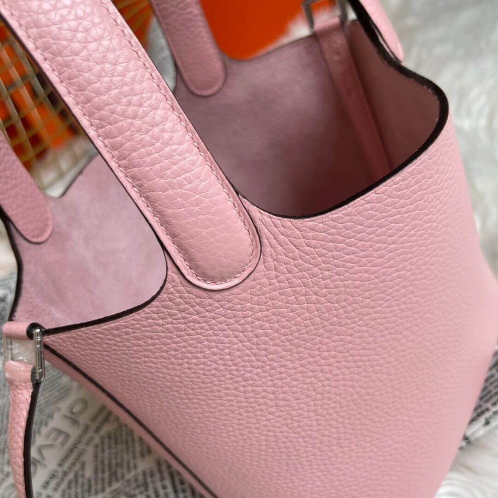Hermes Picotin Lock Bag In Taurillon Clemence 3Q Rose Sakura 22Cm