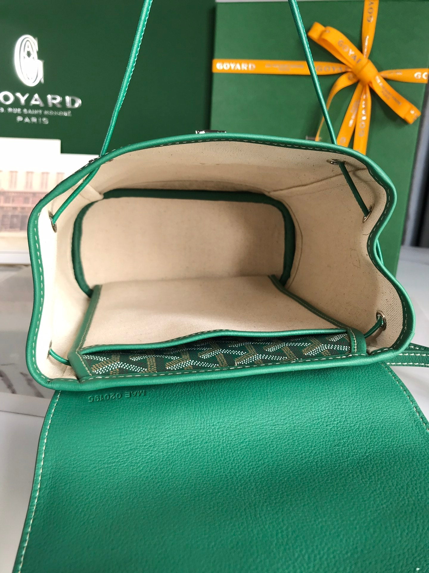 Goyard Alpin Mini Backpack 21 Cm Green Lambskin And Goyardine Canvas