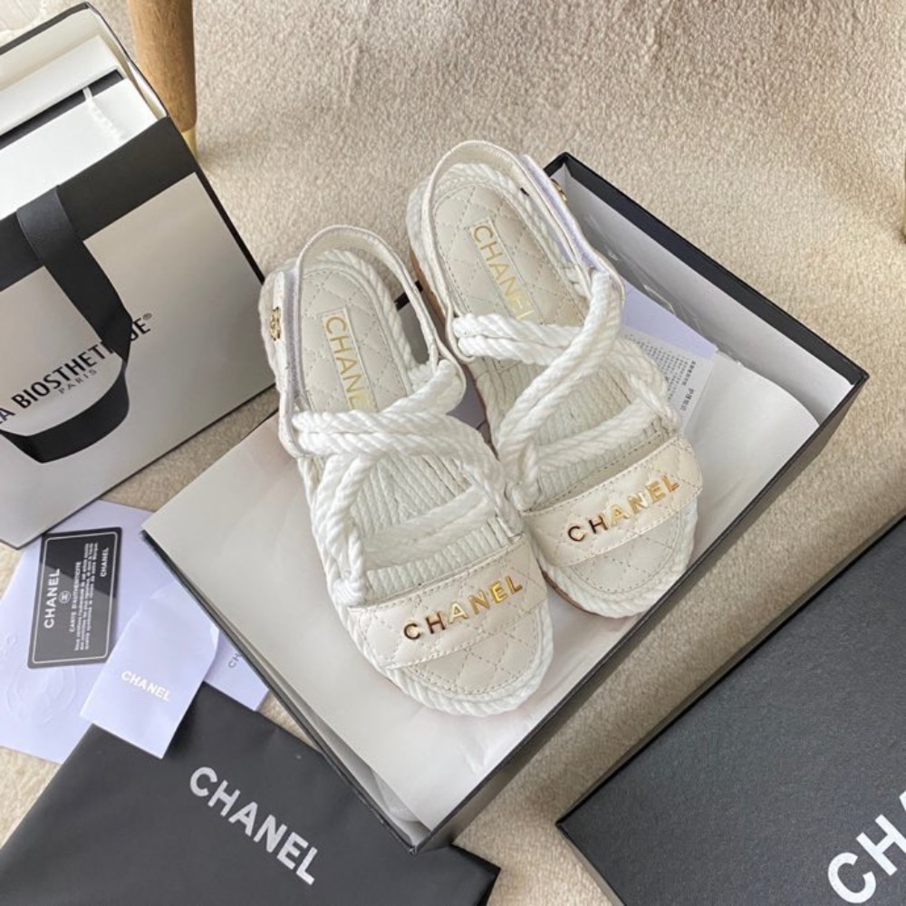 Chanel Rope Sandals Strap White