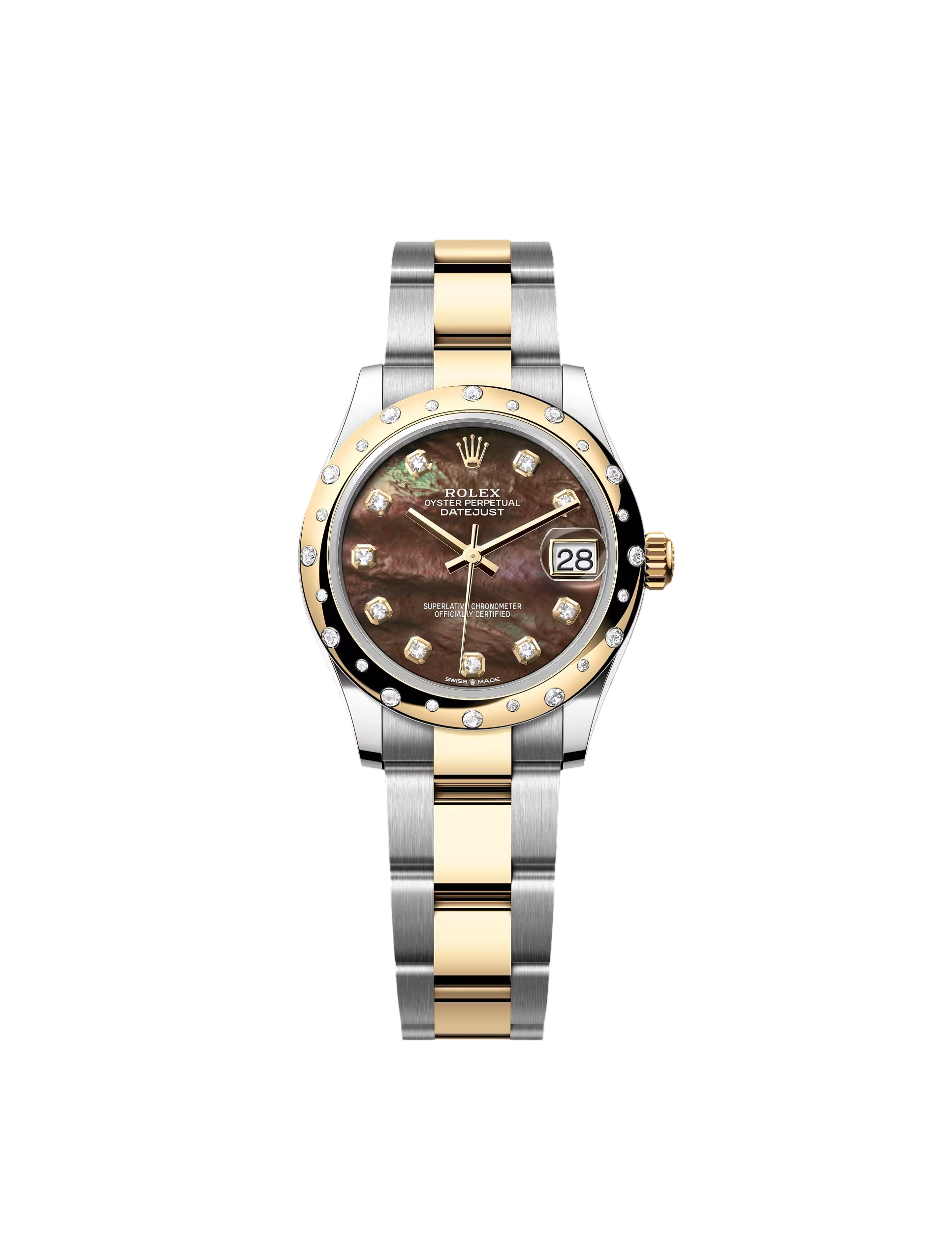 Rolex Datejust m278343 31mm Black Mother-of-Pearl Dial Yellow Rolesor Oyster Watch