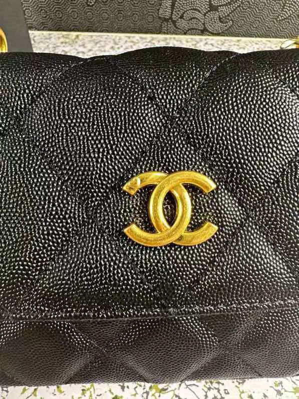 Chanel Pearl Crush Wallet On Chain Woc Black 18Cm/7in