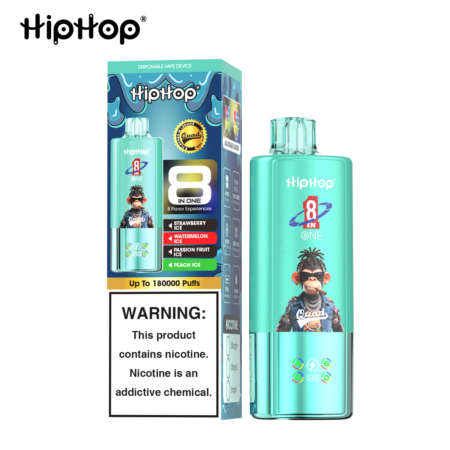 HIPHOP 180k Puffs Prefilled Vape |  Rechargeable