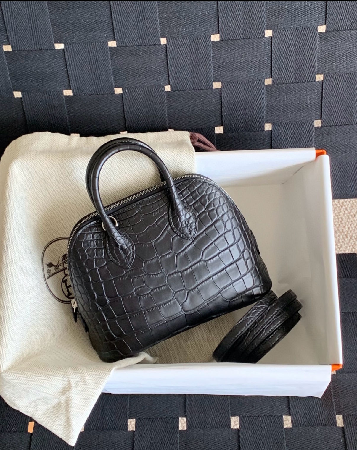 Bolide Mini 18CM Matte crocodile leather Black