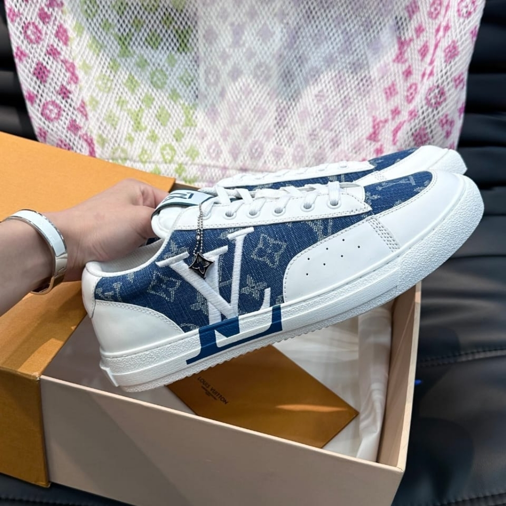 Louis Vuitton Charlie Trainers Monogram Denim White Blue 1AAW2G