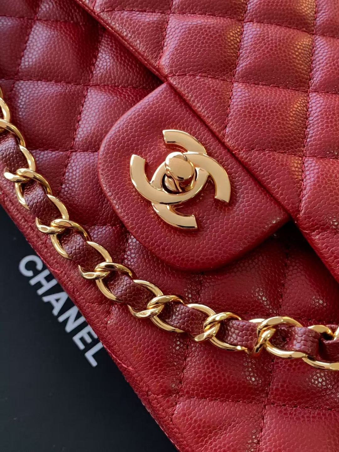 Chanel Classic Flap Bag 25 cm Red Gold-Tone Hardware A01112
