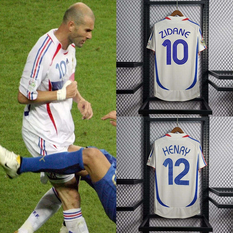 Retro 2006 France away 10#ZIDANE HENRY VIEIRA ZIDANE SOSANNAH  Football jersey retro