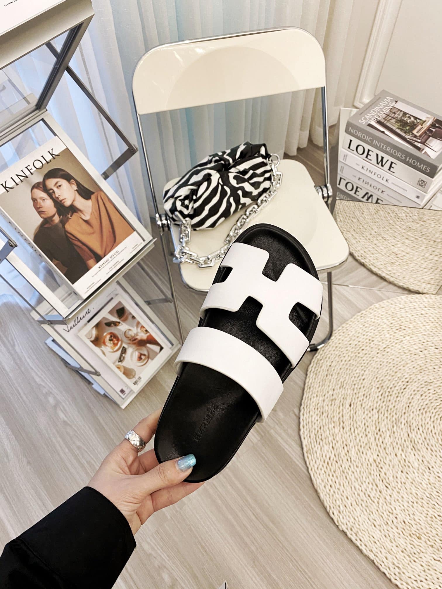 Hermes Ankara Sandal White